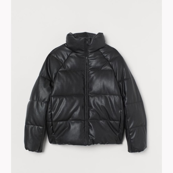 H&M Jackets & Blazers - Puffer Bomber Faux Leather Jacket Coat